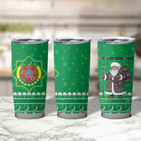 Turkmenistan Christmas Tumbler Cup with Traditional Santa Snowflake Crescent Moon and National Emblem - Wonder Print Shop