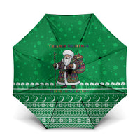 Turkmenistan Christmas Umbrella with Traditional Santa Snowflake Crescent Moon and National Emblem - Wonder Print Shop