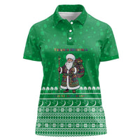 Turkmenistan Christmas Women Polo Shirt with Traditional Santa Snowflake Crescent Moon and National Emblem - Wonder Print Shop