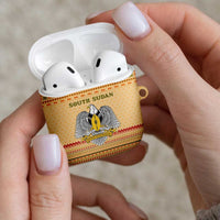 South Sudan Christmas AirPods Case with Beige Tribal Pattern, National Emblem, and Green Star Motif - Wonder Print Shop