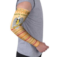 South Sudan Christmas Arm Sleeves with Beige Tribal Pattern, National Emblem, and Green Star Motif - Wonder Print Shop