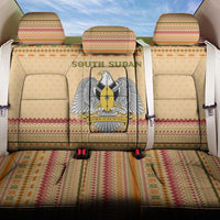 South Sudan Christmas Back Car Seat Cover with Beige Tribal Pattern, National Emblem, and Green Star Motif - Wonder Print Shop