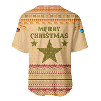 South Sudan Christmas Baseball Jersey with Beige Tribal Pattern, National Emblem, and Green Star Motif - Wonder Print Shop