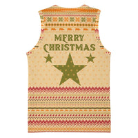 South Sudan Christmas Basketball Jersey with Beige Tribal Pattern, National Emblem, and Green Star Motif - Wonder Print Shop
