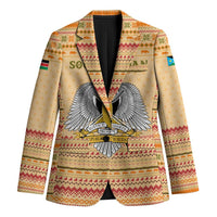 South Sudan Christmas Blazer with Beige Tribal Pattern, National Emblem, and Green Star Motif - Wonder Print Shop