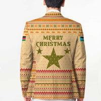South Sudan Christmas Blazer with Beige Tribal Pattern, National Emblem, and Green Star Motif - Wonder Print Shop
