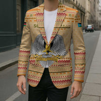 South Sudan Christmas Blazer with Beige Tribal Pattern, National Emblem, and Green Star Motif - Wonder Print Shop