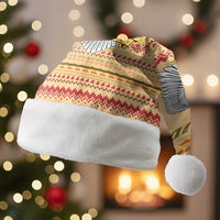 South Sudan Christmas Santa Hat with Beige Tribal Pattern, National Emblem, and Green Star Motif - Wonder Print Shop