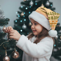 South Sudan Christmas Santa Hat with Beige Tribal Pattern, National Emblem, and Green Star Motif - Wonder Print Shop