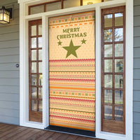 South Sudan Christmas Door Cover with Beige Tribal Pattern, National Emblem, and Green Star Motif - Wonder Print Shop