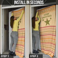 South Sudan Christmas Door Cover with Beige Tribal Pattern, National Emblem, and Green Star Motif - Wonder Print Shop