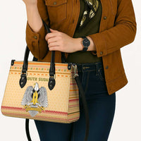 South Sudan Christmas Leather Bag with Beige Tribal Pattern, National Emblem, and Green Star Motif - Wonder Print Shop