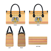 South Sudan Christmas Leather Bag with Beige Tribal Pattern, National Emblem, and Green Star Motif - Wonder Print Shop
