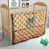 South Sudan Christmas Quilt with Beige Tribal Pattern, National Emblem, and Green Star Motif - Wonder Print Shop