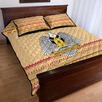 South Sudan Christmas Quilt Bed Set with Beige Tribal Pattern, National Emblem, and Green Star Motif - Wonder Print Shop