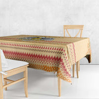 South Sudan Christmas Tablecloth with Beige Tribal Pattern, National Emblem, and Green Star Motif - Wonder Print Shop