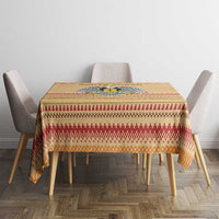 South Sudan Christmas Tablecloth with Beige Tribal Pattern, National Emblem, and Green Star Motif - Wonder Print Shop