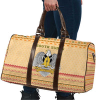 South Sudan Christmas Travel Bag with Beige Tribal Pattern, National Emblem, and Green Star Motif - Wonder Print Shop
