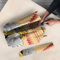 South Sudan Christmas Umbrella with Beige Tribal Pattern, National Emblem, and Green Star Motif - Wonder Print Shop