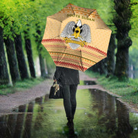 South Sudan Christmas Umbrella with Beige Tribal Pattern, National Emblem, and Green Star Motif - Wonder Print Shop
