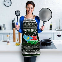 South Sudan Christmas Apron with National Map, Flag Colors, and Sleeping Rhino Motif - Wonder Print Shop