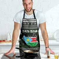 South Sudan Christmas Apron with National Map, Flag Colors, and Sleeping Rhino Motif - Wonder Print Shop