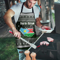 South Sudan Christmas Apron with National Map, Flag Colors, and Sleeping Rhino Motif - Wonder Print Shop