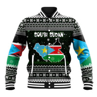 South Sudan Christmas Baseball Jacket with National Map, Flag Colors, and Sleeping Rhino Motif - Wonder Print Shop