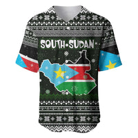 South Sudan Christmas Baseball Jersey with National Map, Flag Colors, and Sleeping Rhino Motif - Wonder Print Shop