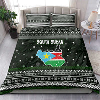South Sudan Christmas Bedding Set with National Map, Flag Colors, and Sleeping Rhino Motif - Wonder Print Shop