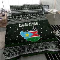 South Sudan Christmas Bedding Set with National Map, Flag Colors, and Sleeping Rhino Motif - Wonder Print Shop