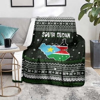 South Sudan Christmas Blanket with National Map, Flag Colors, and Sleeping Rhino Motif - Wonder Print Shop