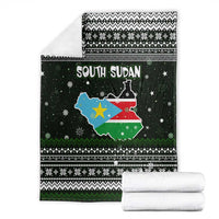 South Sudan Christmas Blanket with National Map, Flag Colors, and Sleeping Rhino Motif - Wonder Print Shop