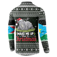 South Sudan Christmas Button Sweatshirt with National Map, Flag Colors, and Sleeping Rhino Motif - Wonder Print Shop