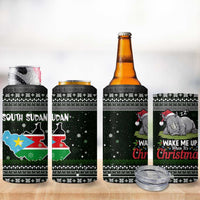 South Sudan Christmas 4 in 1 Can Cooler Tumbler with National Map, Flag Colors, and Sleeping Rhino Motif - Wonder Print Shop