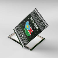 South Sudan Christmas Canvas Wall Art with National Map, Flag Colors, and Sleeping Rhino Motif - Wonder Print Shop