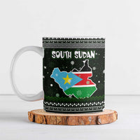 South Sudan Christmas Ceramic Mug with National Map, Flag Colors, and Sleeping Rhino Motif - Wonder Print Shop