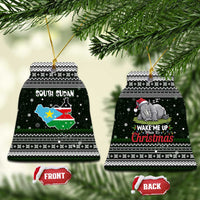 South Sudan Christmas Ceramic Ornament with National Map, Flag Colors, and Sleeping Rhino Motif - Wonder Print Shop