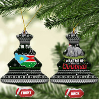South Sudan Christmas Ceramic Ornament with National Map, Flag Colors, and Sleeping Rhino Motif - Wonder Print Shop