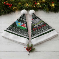 South Sudan Christmas Santa Hat with National Map, Flag Colors, and Sleeping Rhino Motif - Wonder Print Shop