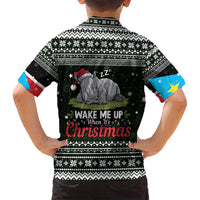 South Sudan Christmas Family Matching Long Sleeve Bodycon Dress and Hawaiian Shirt with National Map, Flag Colors, and Sleeping Rhino Motif - Wonder Print Shop