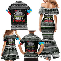 South Sudan Christmas Family Matching Mermaid Dress and Hawaiian Shirt with National Map, Flag Colors, and Sleeping Rhino Motif - Wonder Print Shop