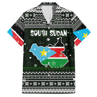 South Sudan Christmas Family Matching Off The Shoulder Long Sleeve Dress and Hawaiian Shirt with National Map, Flag Colors, and Sleeping Rhino Motif - Wonder Print Shop