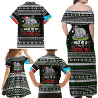 South Sudan Christmas Family Matching Off Shoulder Maxi Dress and Hawaiian Shirt with National Map, Flag Colors, and Sleeping Rhino Motif - Wonder Print Shop