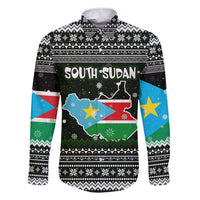 South Sudan Christmas Family Matching Short Sleeve Bodycon Dress and Hawaiian Shirt with National Map, Flag Colors, and Sleeping Rhino Motif - Wonder Print Shop