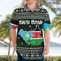 South Sudan Christmas Hawaiian Shirt with National Map, Flag Colors, and Sleeping Rhino Motif - Wonder Print Shop