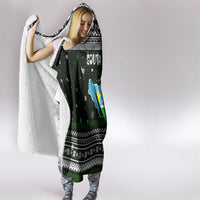 South Sudan Christmas Hooded Blanket with National Map, Flag Colors, and Sleeping Rhino Motif - Wonder Print Shop