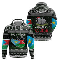 South Sudan Christmas Hoodie with National Map, Flag Colors, and Sleeping Rhino Motif - Wonder Print Shop