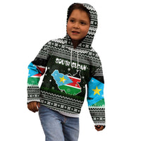 South Sudan Christmas Kid Hoodie with National Map, Flag Colors, and Sleeping Rhino Motif - Wonder Print Shop