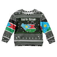 South Sudan Christmas Kid Ugly Christmas Sweater with National Map, Flag Colors, and Sleeping Rhino Motif - Wonder Print Shop
